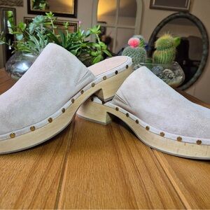 J. Crew Dakota Suede Clogs with Wooden Sole